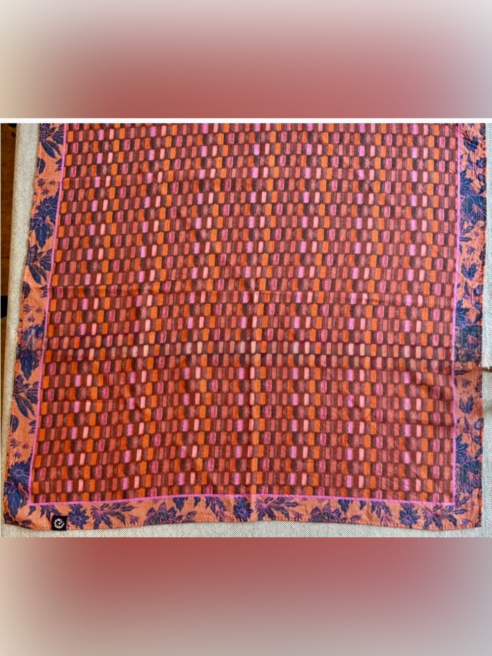Universal Thread Pink and Orange Patterned Scarf Wrap 20 in x 20 in